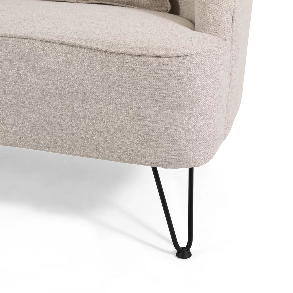 Beige Fabric Upholstered Loveseat with Hairpin Legs S315