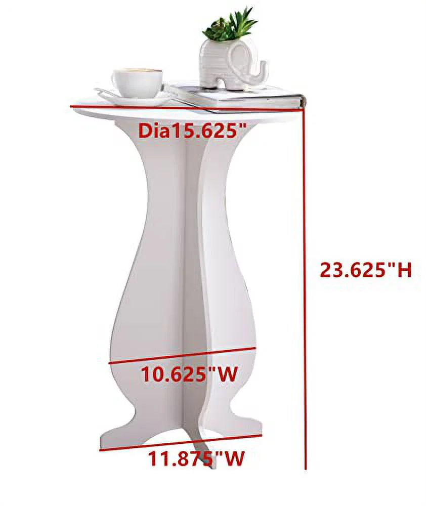 White Round Side Table Plant Stand U176
