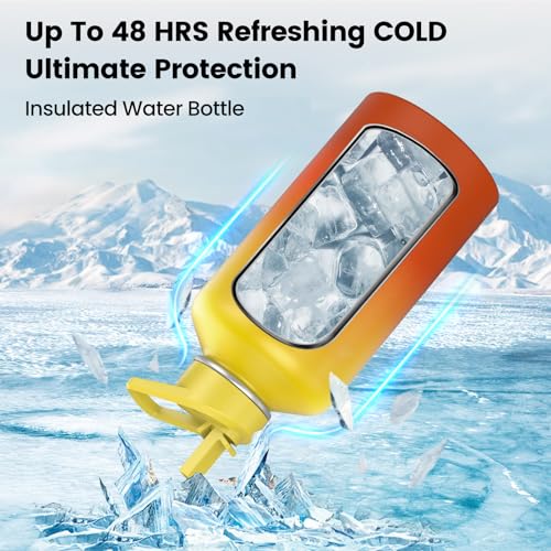 64 oz Insulated Stainless Steel Water Bottle with Flip Straw L4287