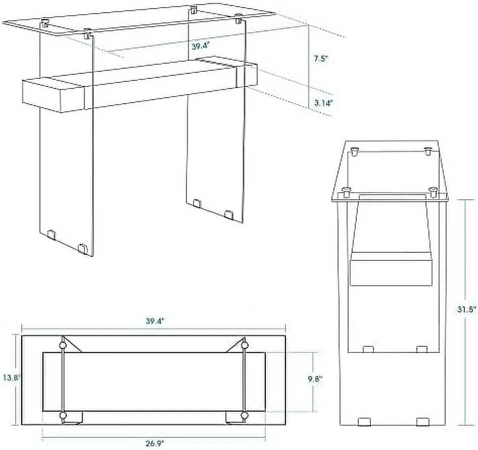 Narrow Glass Console Table with Glass Leg N909