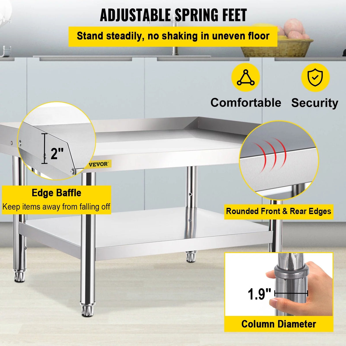 Stainless Steel Grill Table with Adjustable Undershelf 60*30*24 Inch W561650
