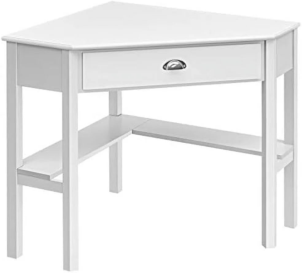 White Corner Desk with Drawers and Shelves Q501111