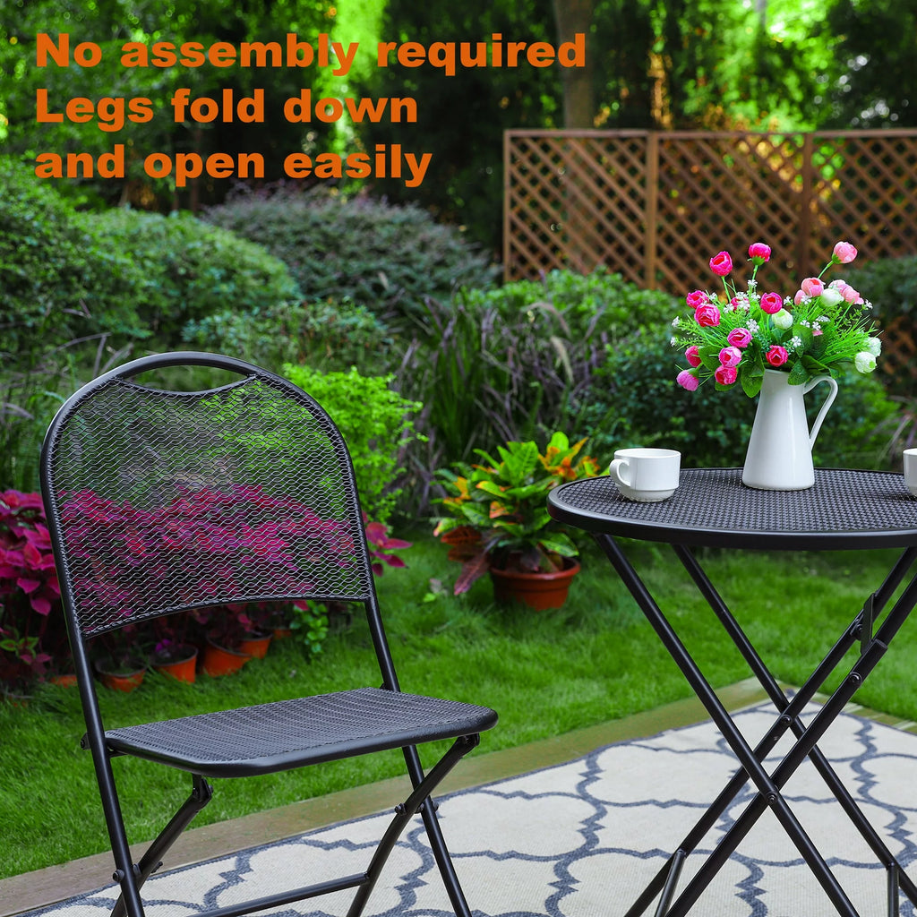 3 Pieces Metal Folding Bistro Set R745