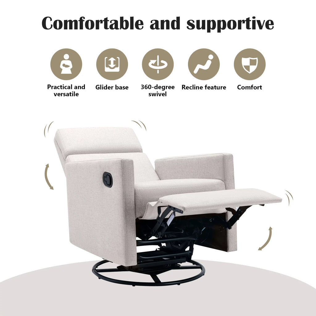 Tan Upholstered Swivel Recliner Chair A562034