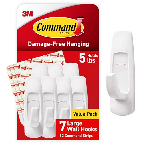 Large Utility Hooks, 7 Hooks, 12 Strips C6892