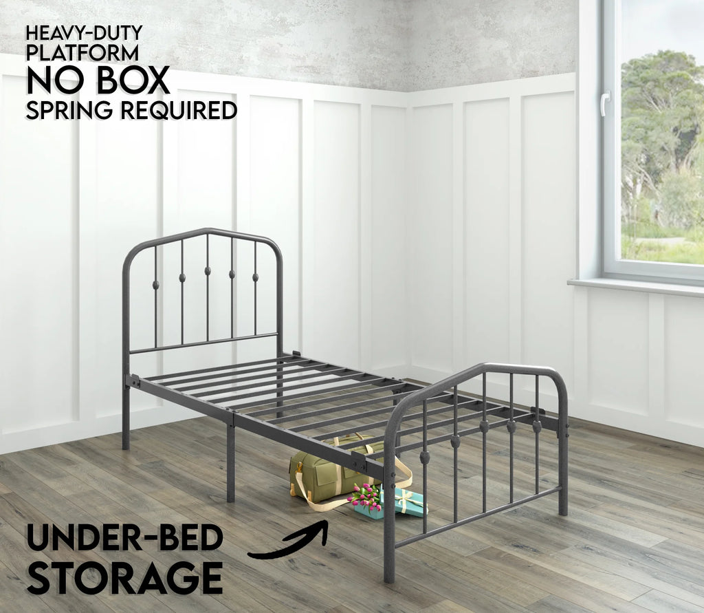 Twin Metal Bed Frame with Headboard and Footboard L930960