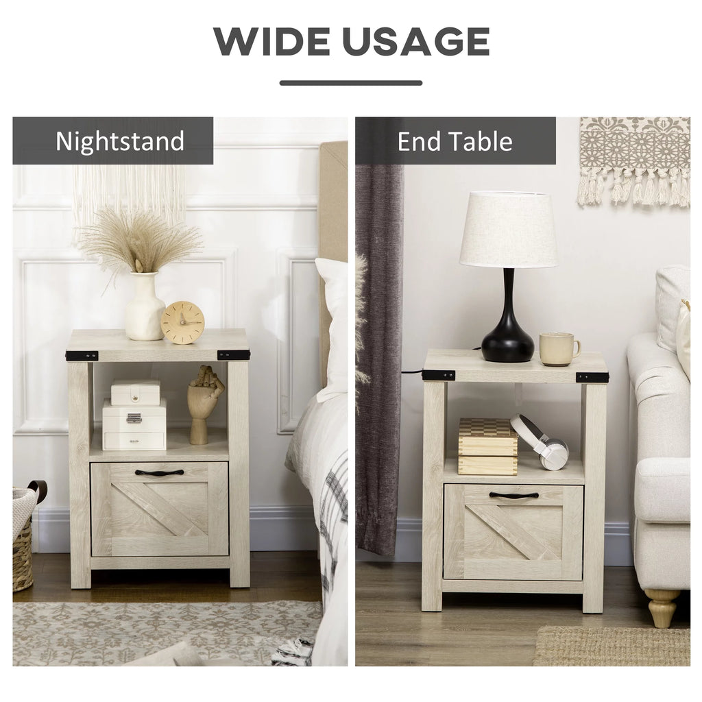 Farmhouse Side Table with Storage A40567