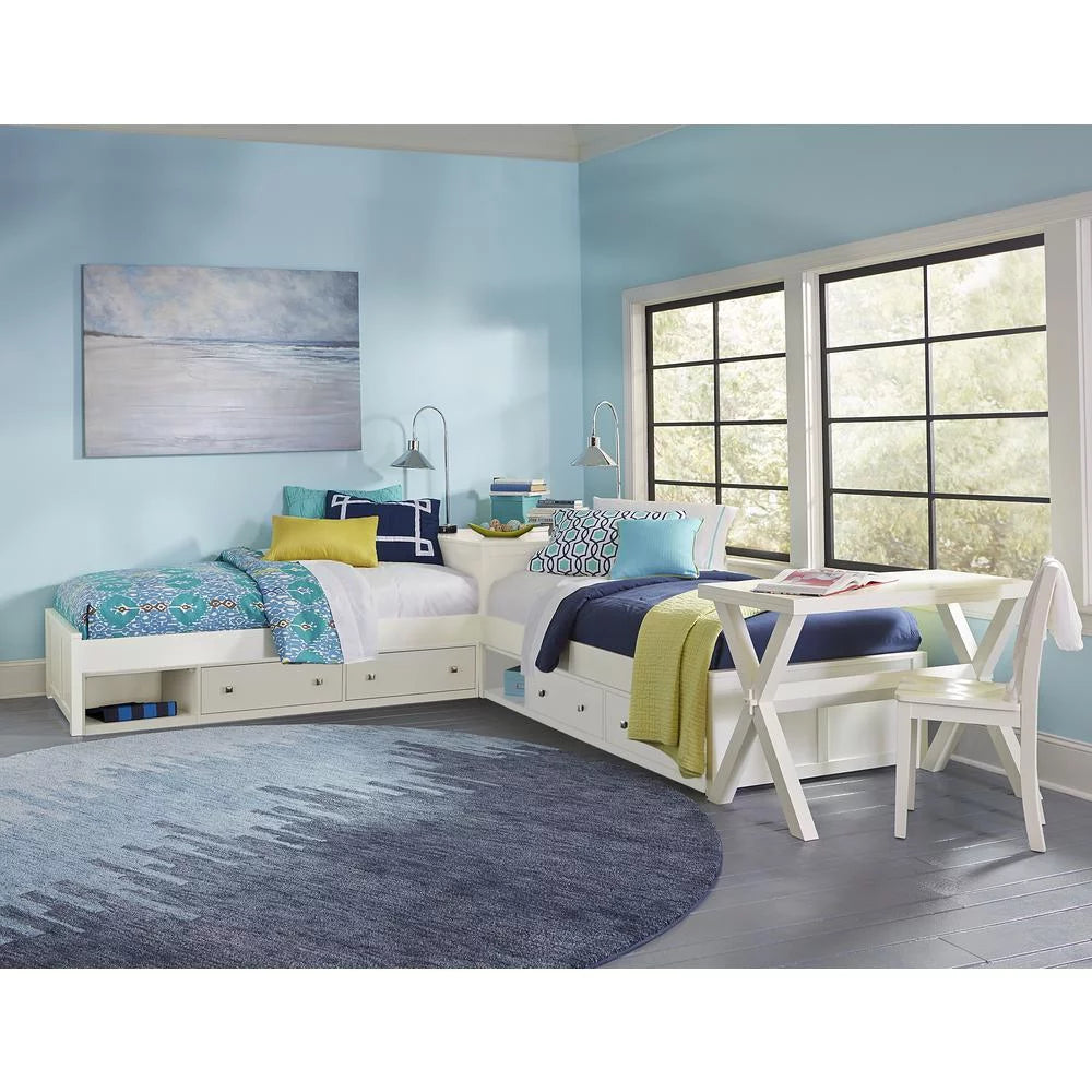 L-Shaped Bed with Double Storage White W246126