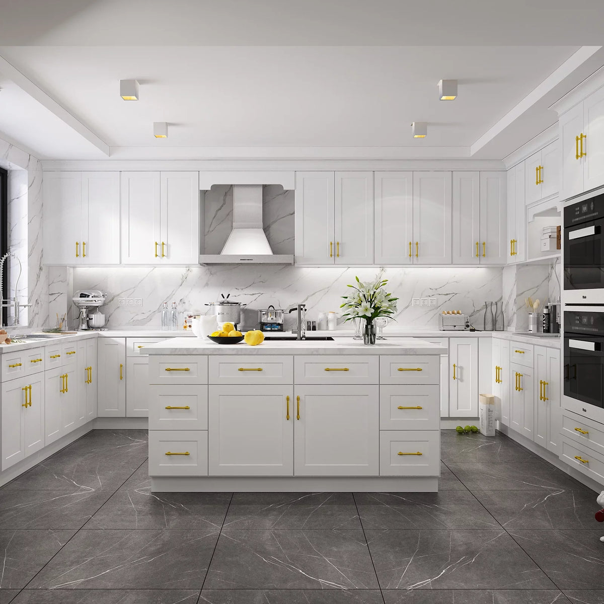 Shaker White Plywood Wall Kitchen Cabinet K183679