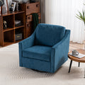 Large Navy Blue Linen Fabric Swivel Armchair J768