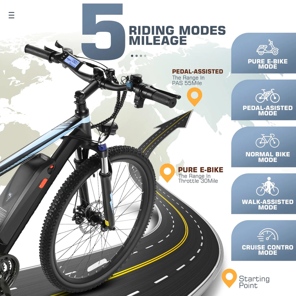 Electric Bike 26" x 2.1" 500W Mountain Bicycle 48V G63119