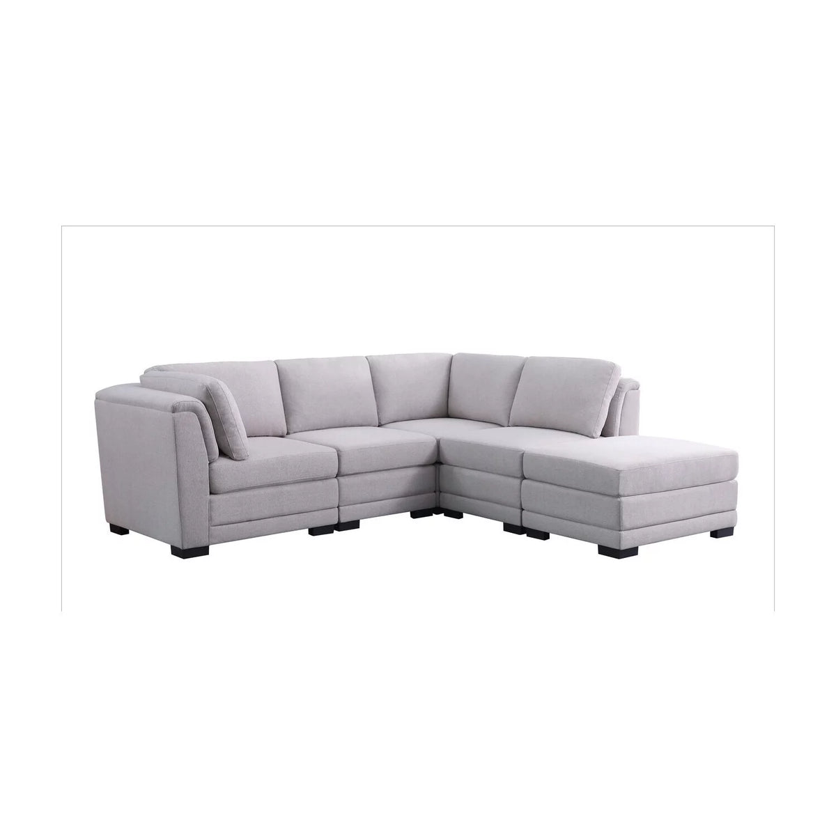 Light Gray Linen Reversible Sectional Sofa with Ottoman S583157