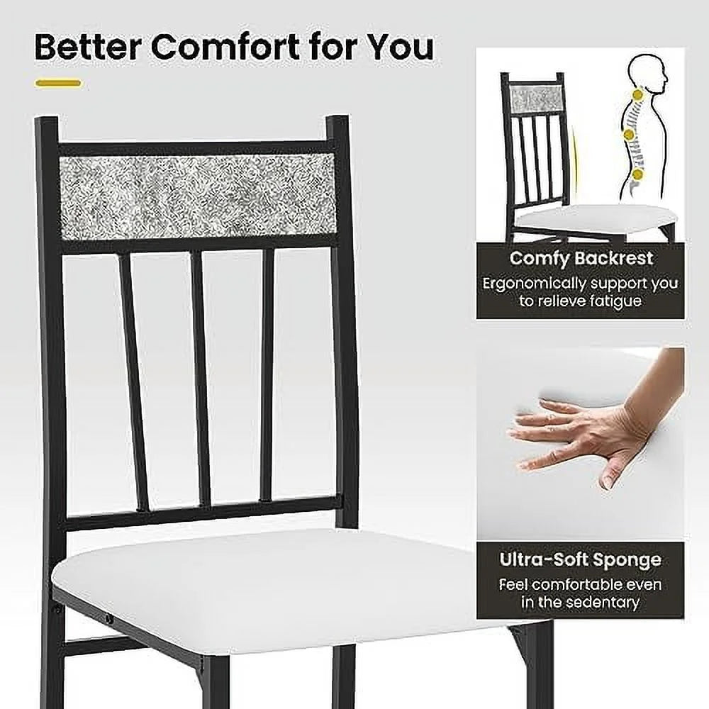 5 Piece Dining Table Set with Metal Frame & Padded Seat S9806