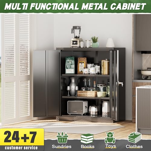 Metal Storage Cabinet with Doors and Shelves E738375