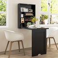 Wall Mounted Foldable Wood Desk with Bookshelf Cabinet Q75291
