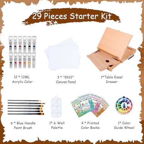 29 Pcs Acrylic Paint Set with Tabletop Easel L4032