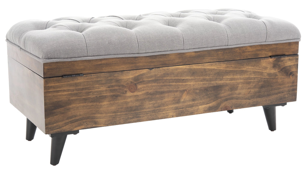 Grey Linen Storage Ottoman Y9385