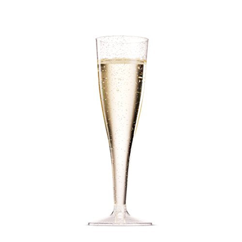50 Pack 5 Oz Gold Rimmed Clear Plastic Champagne Flutes F721
