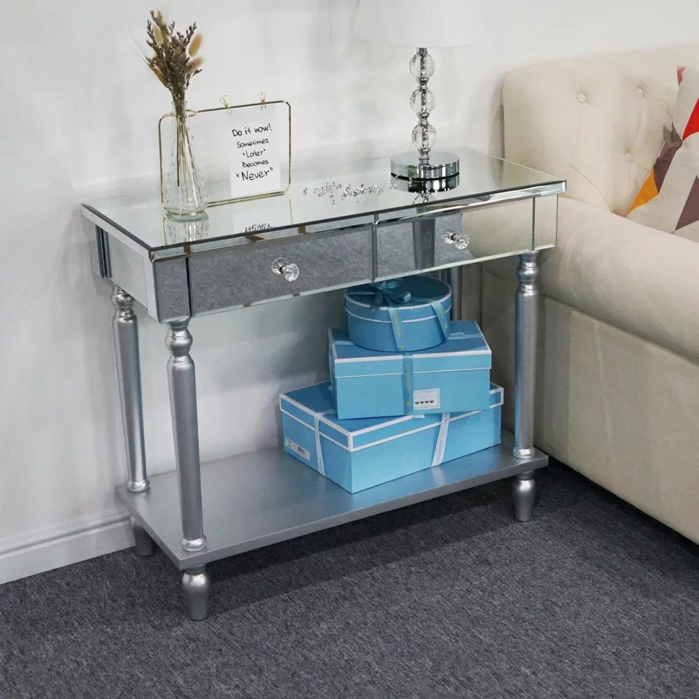 Mirrored Sofa Table with Shelf I35993
