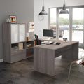 U Shape Computer Desk with Hutch X240