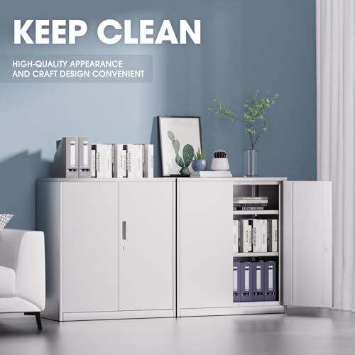 Metal Storage Cabinet with 2 Doors and 2 Adjustable Shelves K35755