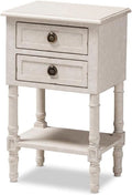 Whitewashed 2-Drawer Nightstand V82475