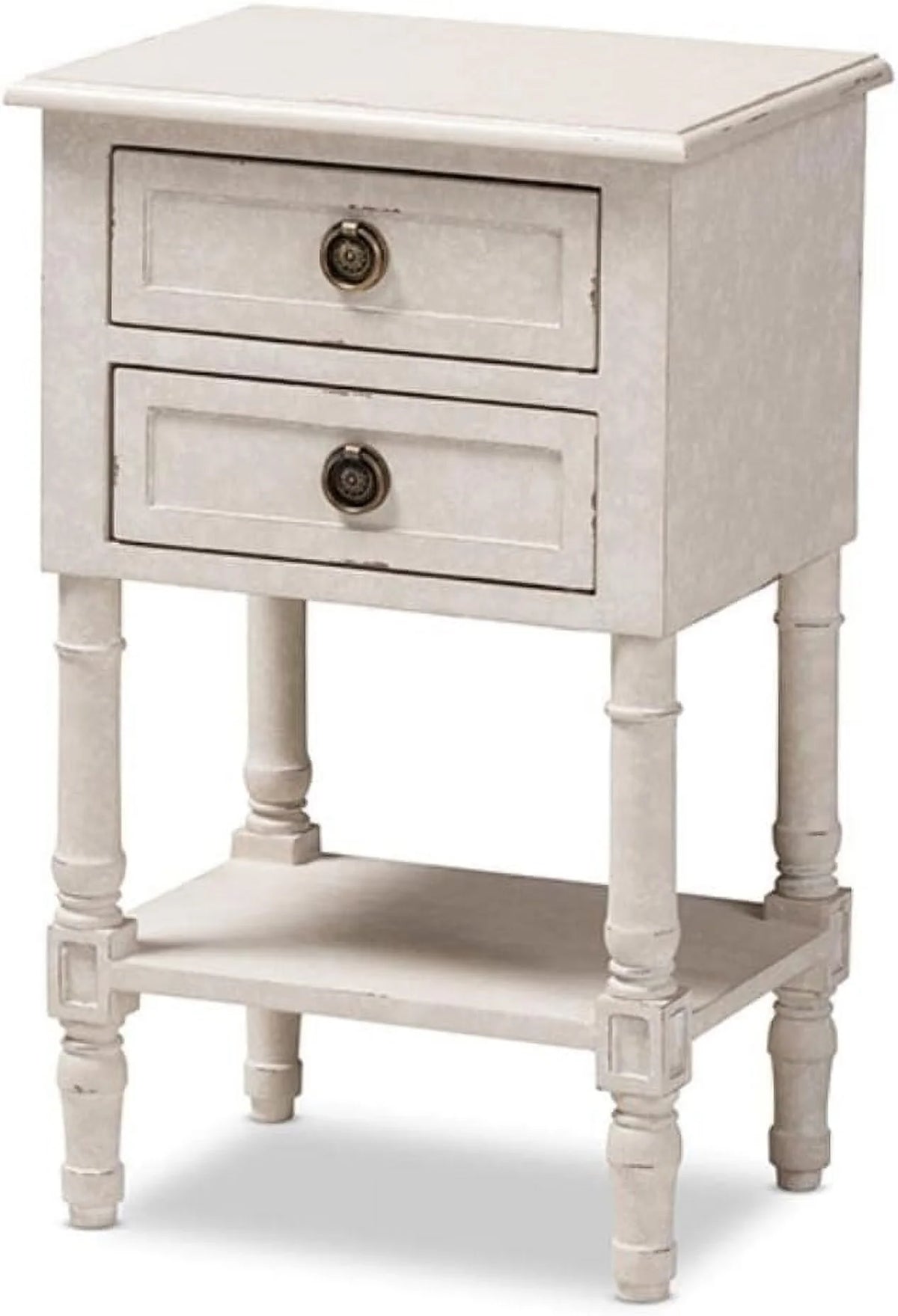 Whitewashed 2-Drawer Nightstand V82475