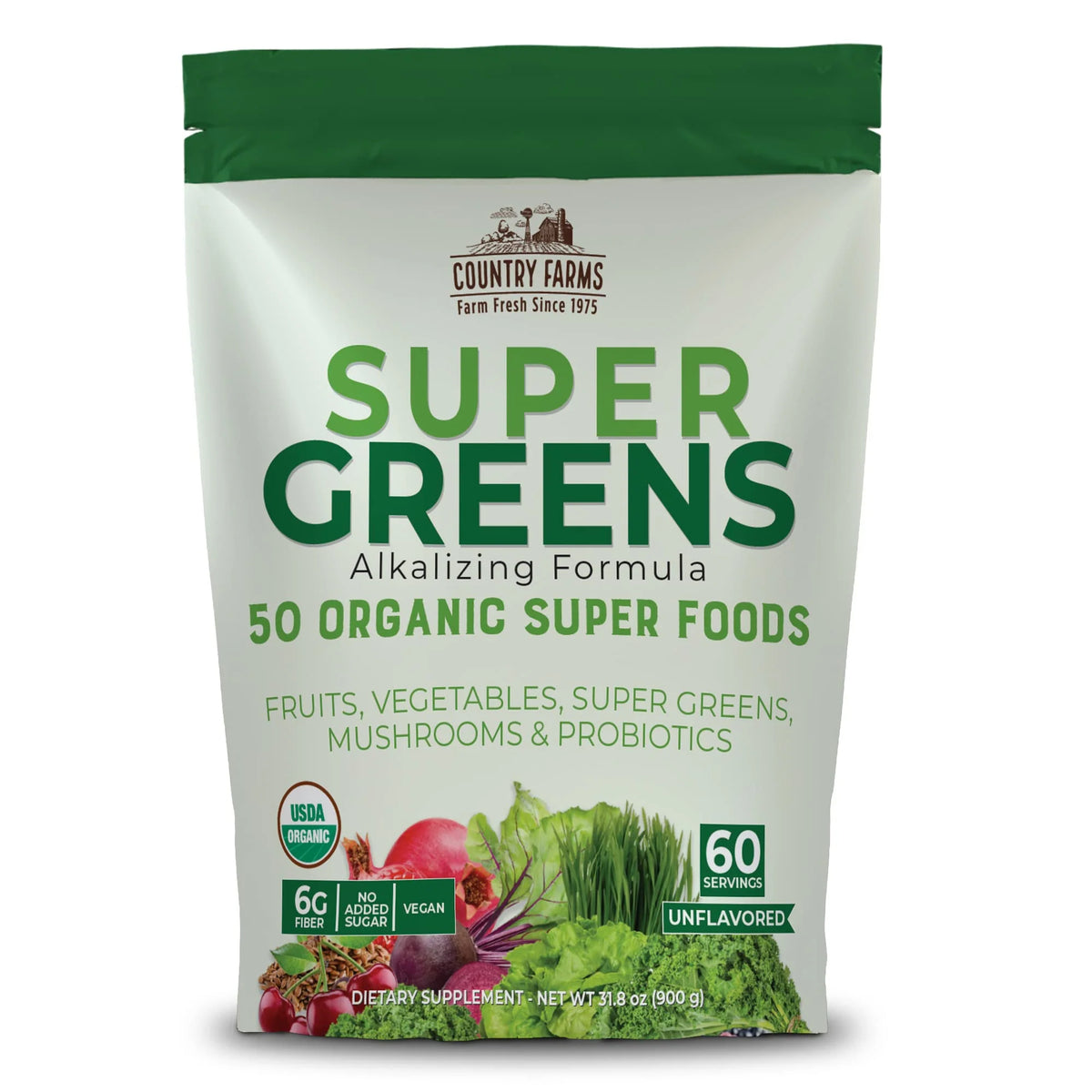 Super Greens Natural Flavor Organic Drink Mix 60 Servings X7467