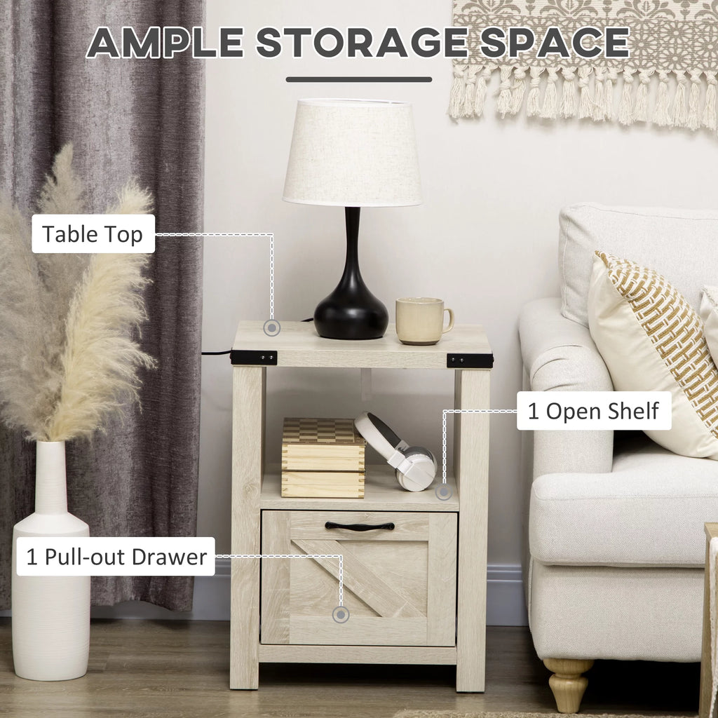 Farmhouse Side Table with Storage A40567