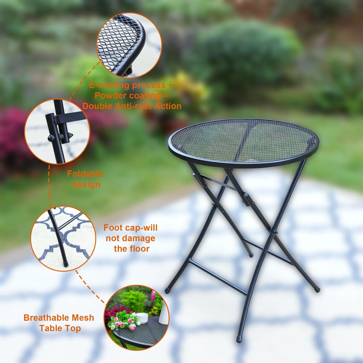 3 Pieces Metal Folding Bistro Set R745