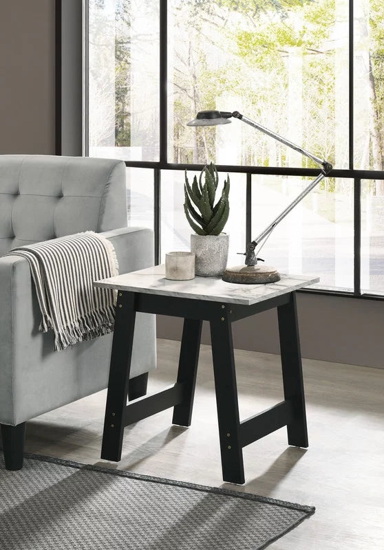 Black Velvet Armchairs and End Table Living Room Set L9168