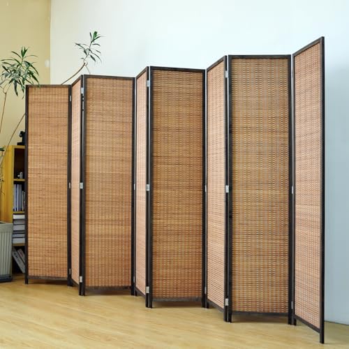 5.6 FT Tall Brown Bamboo Folding Room Divider K532