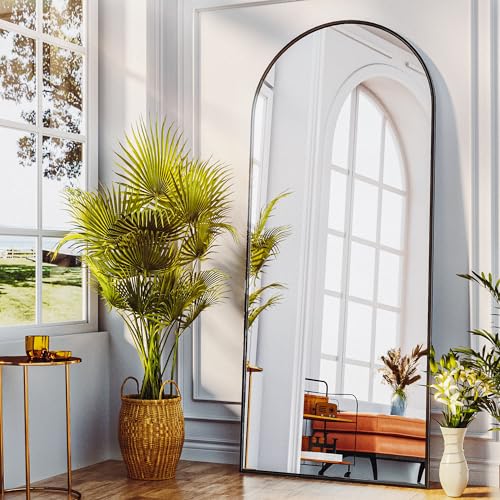 76"x34" Black Arched Full Length Floor Mirror S891045