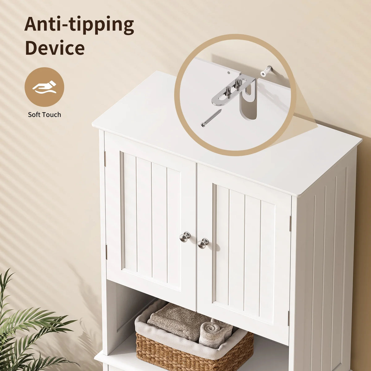 White Kitchen Pantry Storage Cabinet W75688
