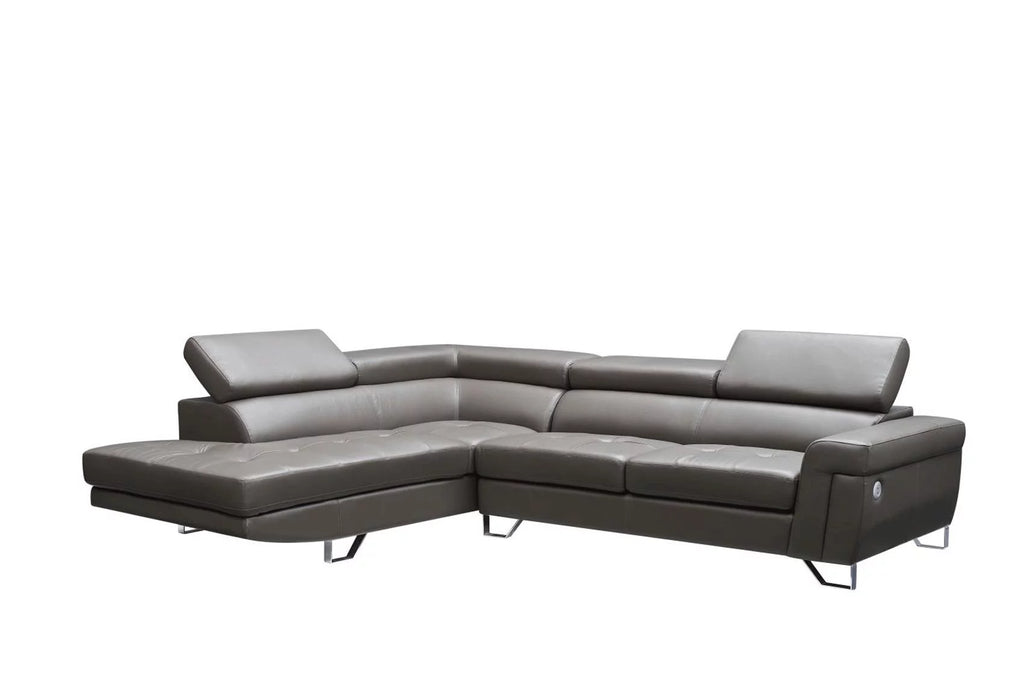 Dark Gray Top-grain Leather Sectional Sofa V6876