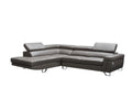 Dark Gray Top-grain Leather Sectional Sofa V6876