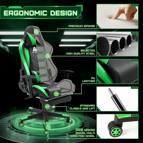 Black Purple Ergonomic Gaming Chair with Footrest A37077