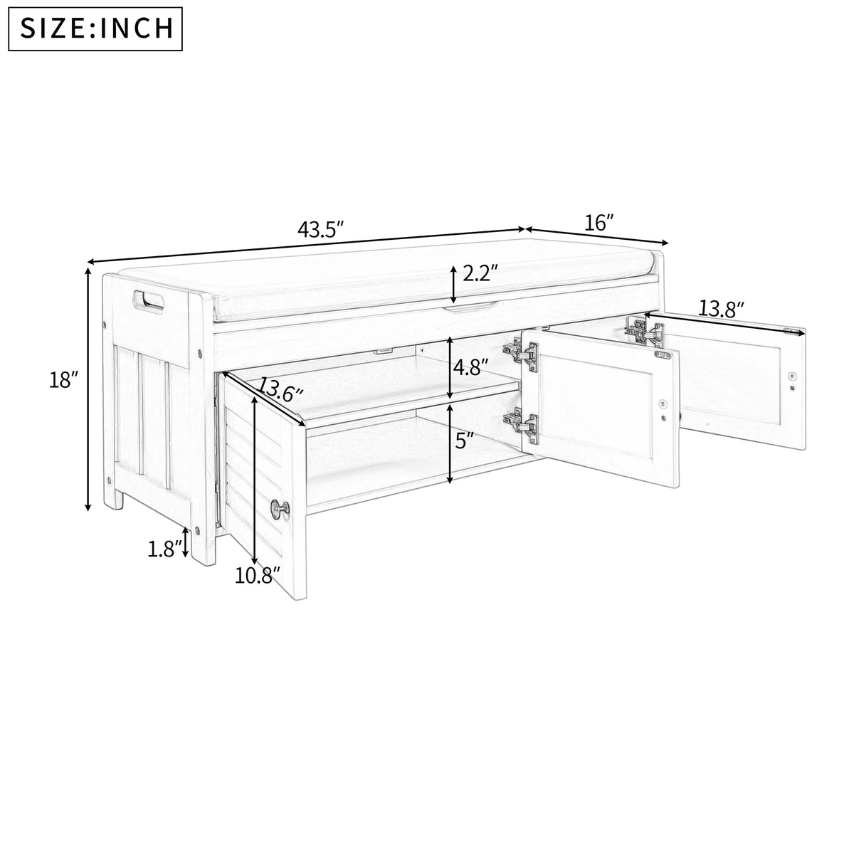 Espresso Storage Bench with Removable Cushion N5199