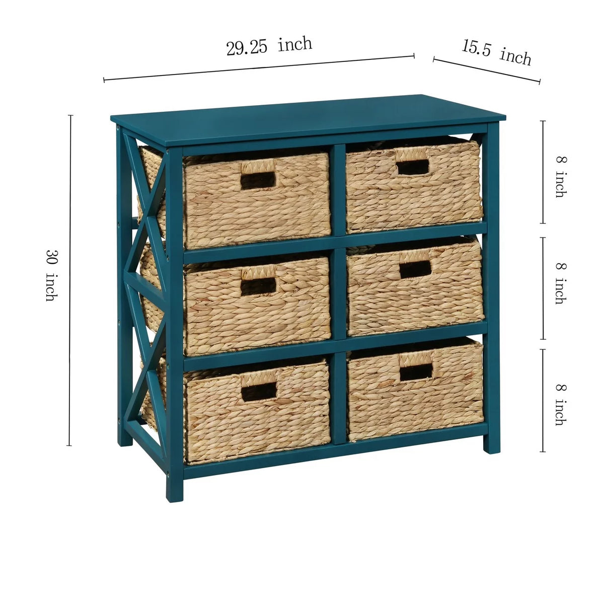 3 Tier Storage Cabinet with 6 Wicker Baskets D5678