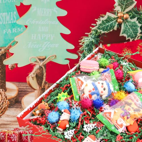 1LB Christmas Crinkle Cut Paper Basket Filler K2389