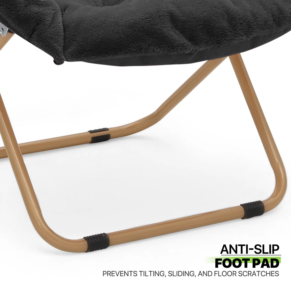 Black Faux Fur Folding Saucer Chairs with Pillow M63824