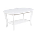 Oval Coffee Table with Shelf White Wood Finish X897