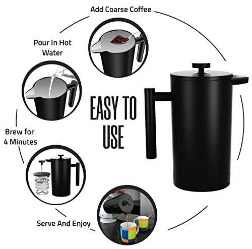 Stainless Steel French Press Coffee Maker 34 Oz O993