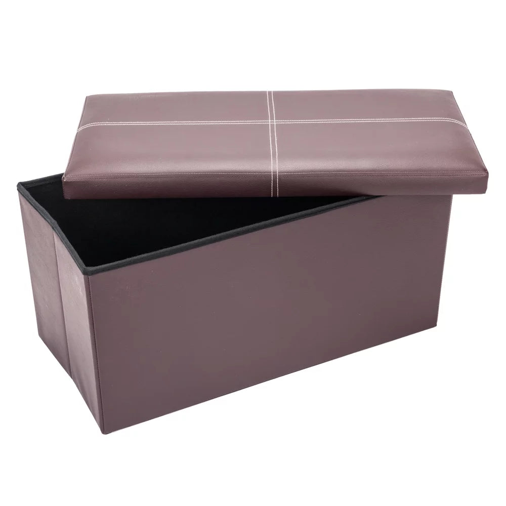 Brown Foldable Storage Ottoman Footstool G9157