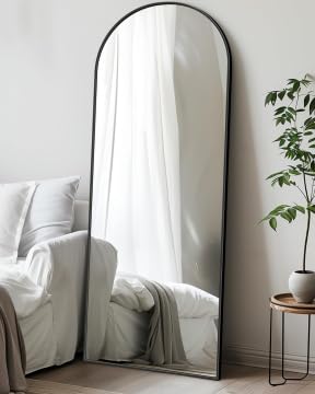 76"x34" Black Arched Full Length Floor Mirror S891045