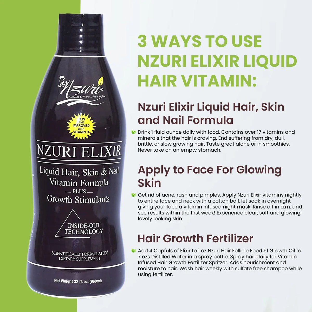 Hair Skin and Nails Vitamins with Biotin, Folate, and Vitamin D, 32 oz C18646