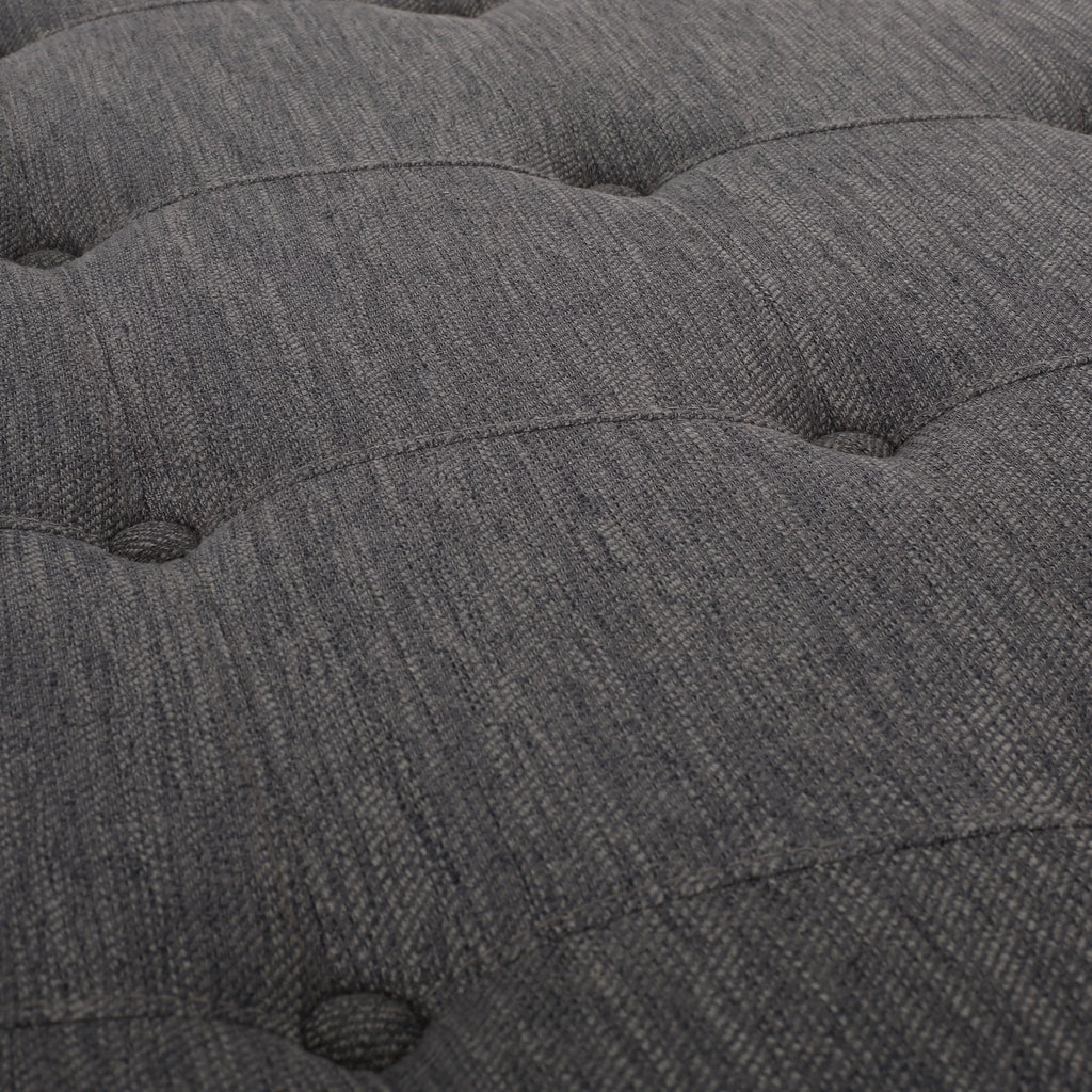 Charcoal Gray Fabric and Wood Ottoman X664