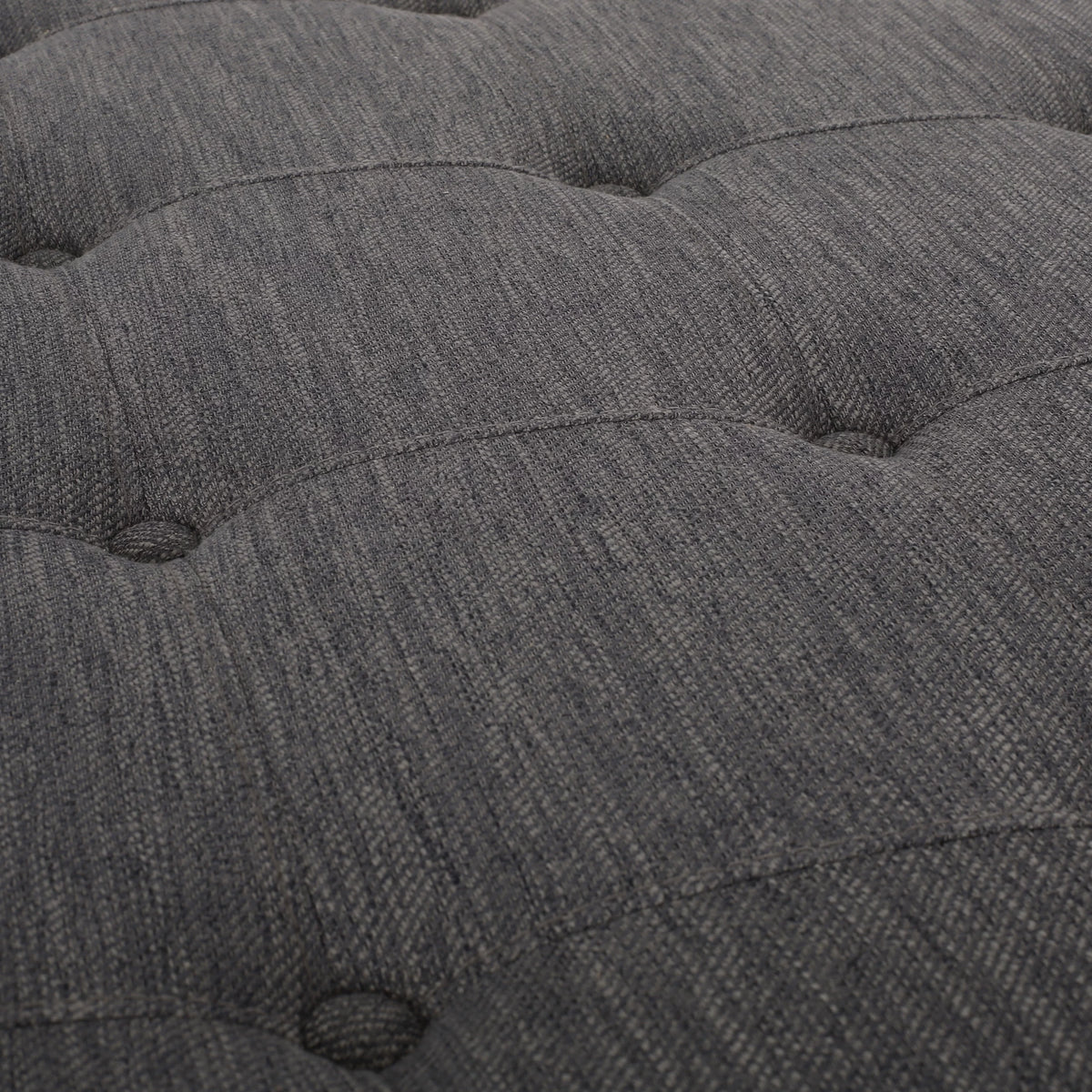 Charcoal Gray Fabric and Wood Ottoman X664