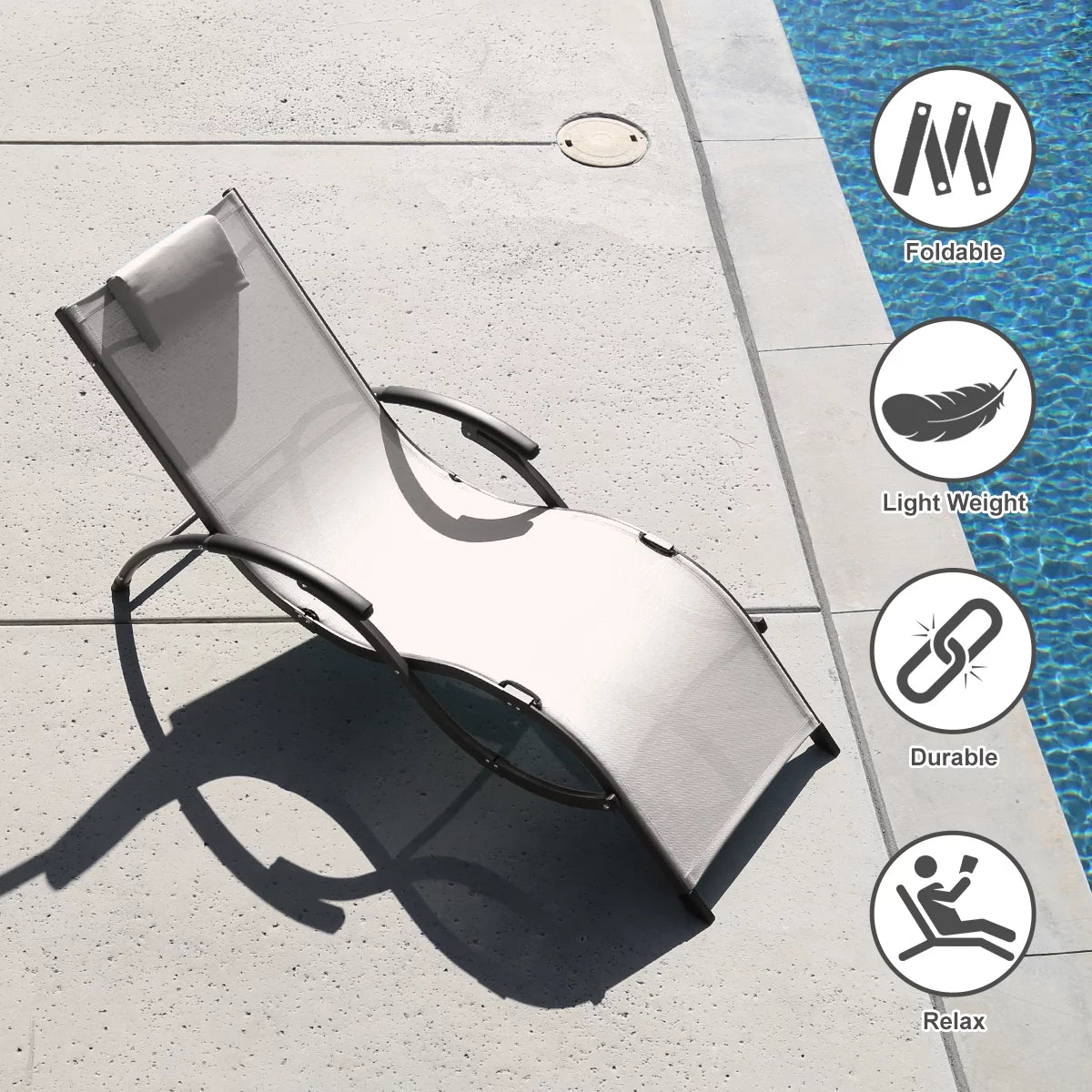 White Folding Patio Sunbeds C714326