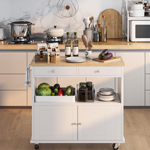 Black Rolling Kitchen Island with Storage Cabinet O99878
